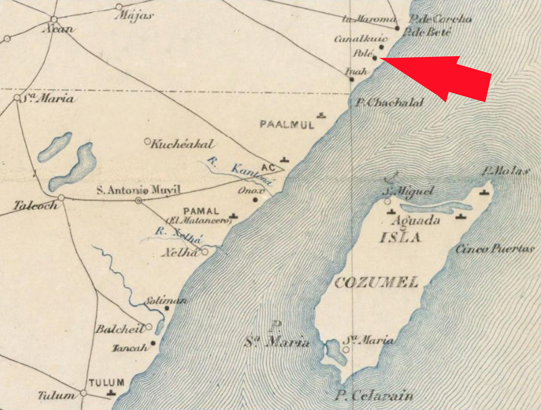 Pole/Xcaret map 1878