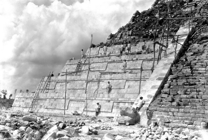 Work stated on rebuilding the Chichen Itza Pyramid in the 1920s