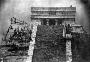 The newly built Chichen Itza stairway in the 1920s